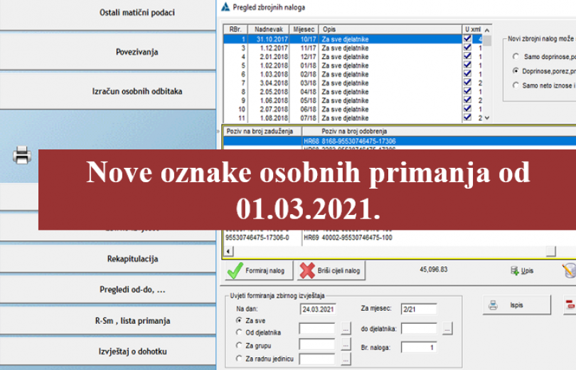 Nove oznake osobnih primanja