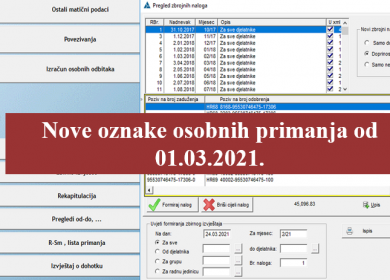 Nove oznake osobnih primanja